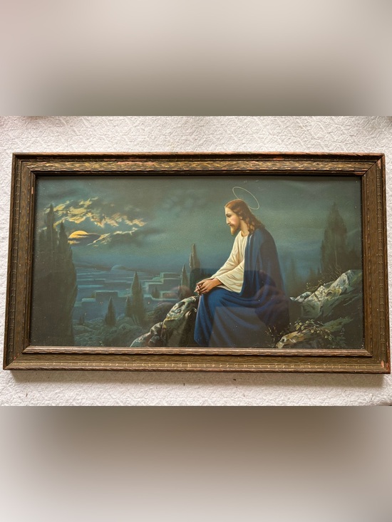 Other - Vintage framed lithograph "Christ on the Mount of Olives” Josef Untersberger